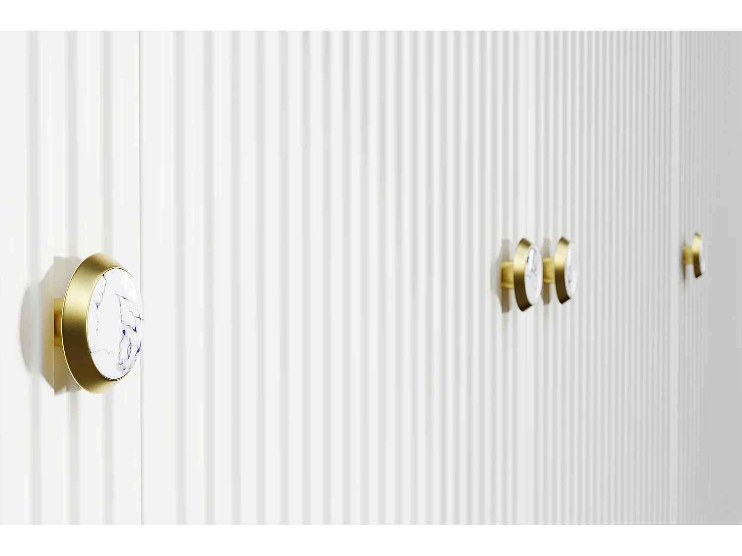 TV-Lowboard PETRA 180 cm Weiß matt mit goldenen Metallfüßen