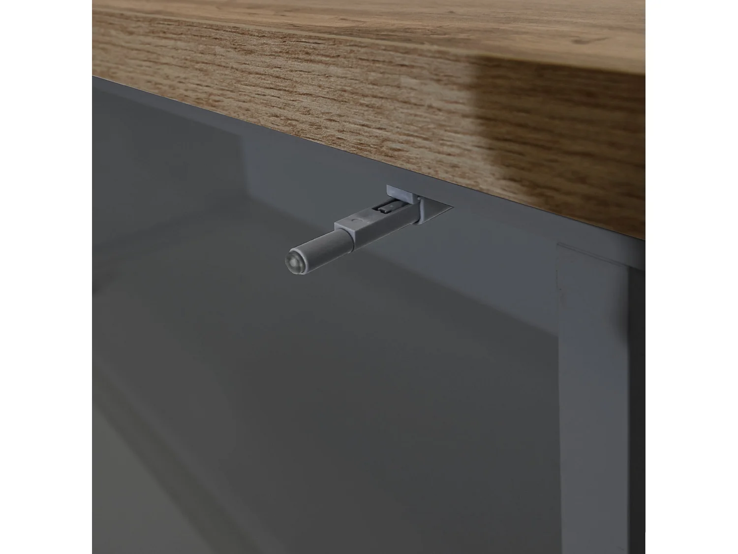 Mobile porta tv angolare Garda con 2 ante a ribalta antracite/rovere 183,5/310x31,4x35 cm