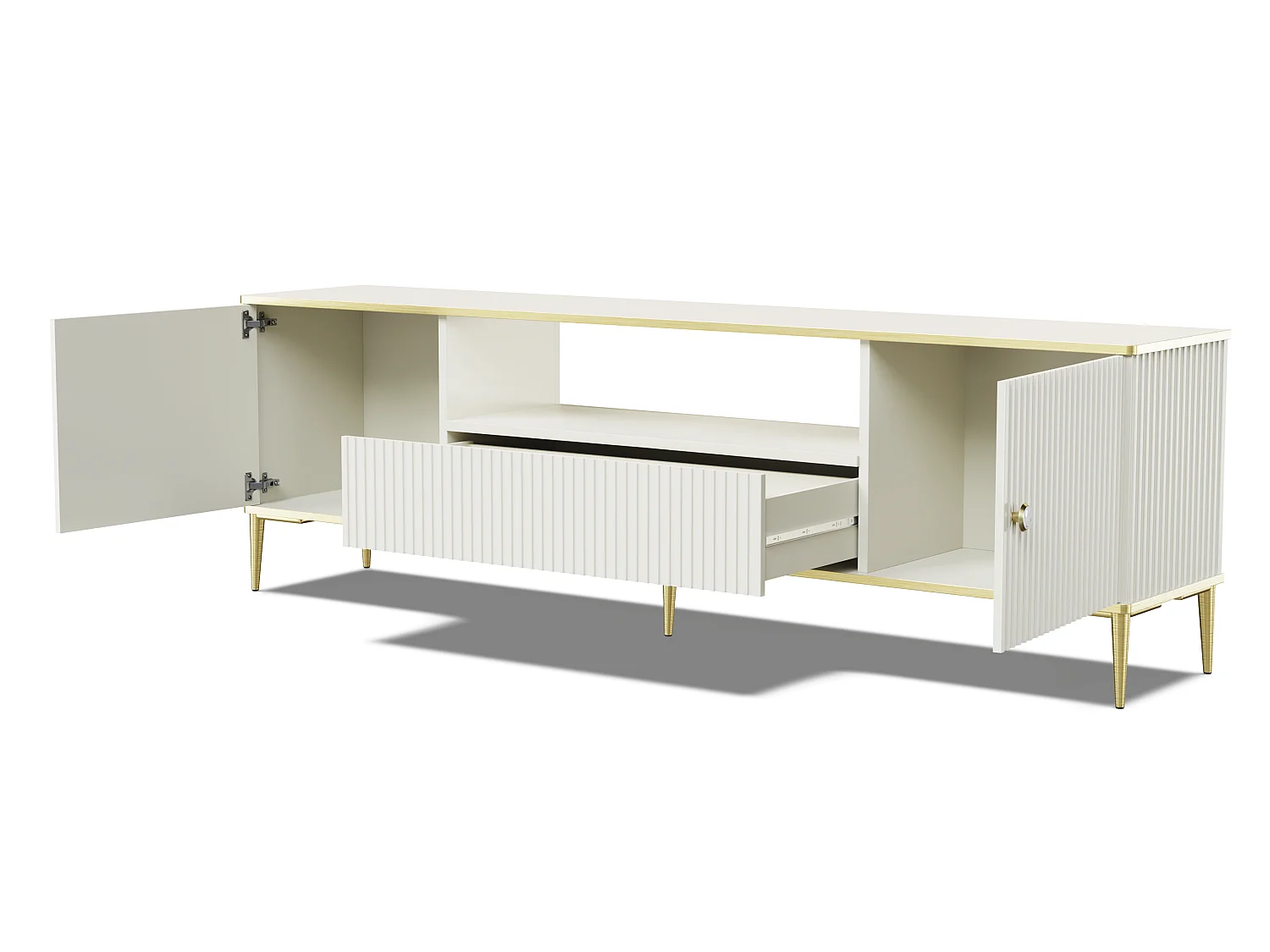 TV-Lowboard PETRA 180 cm Kaschmir mit goldenen Metallfüßen