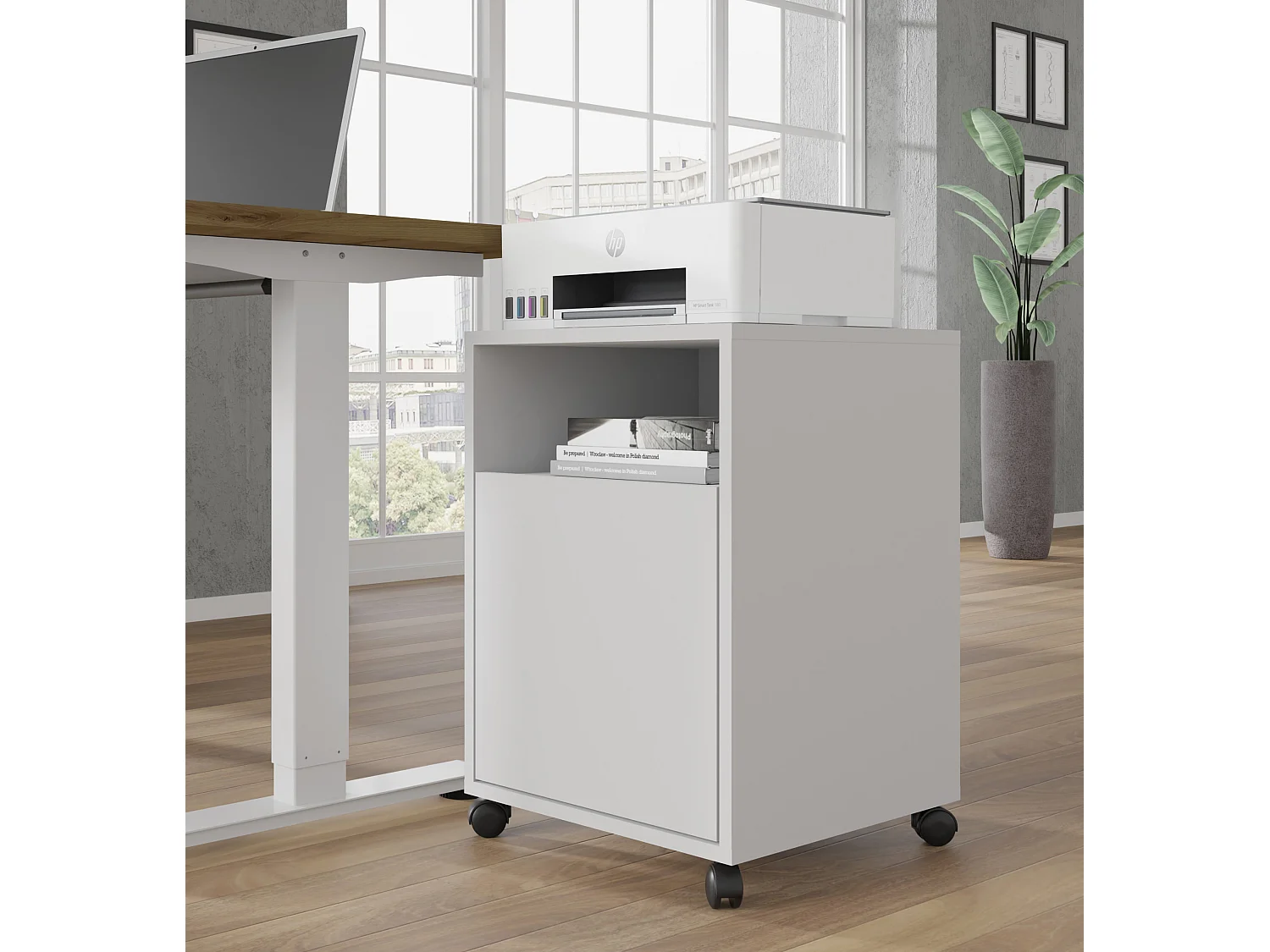 BIMOTION Cabine de bureau sur roues 60 cm Blanc