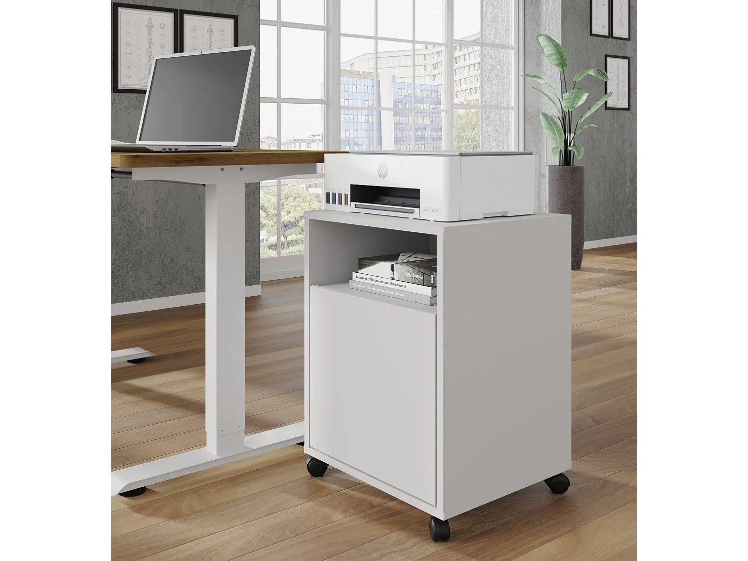 BIMOTION Cabine de bureau sur roues 60 cm Blanc
