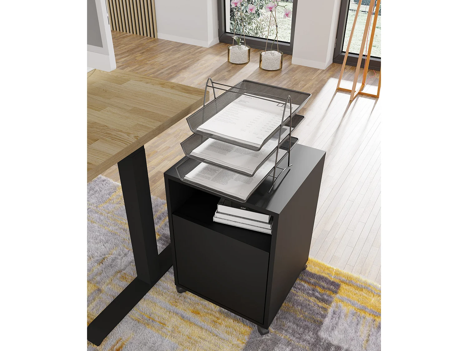BIMOTION Armário de secretária sobre rodas 60 cm Preto