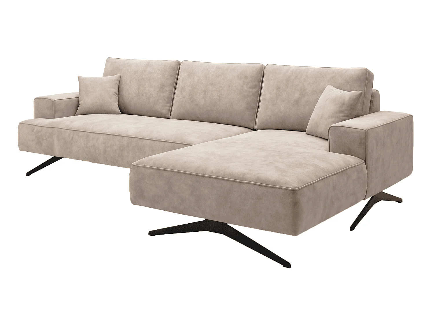 Ecksofa Zenaro in L-Form auf Füßen - modernes Design, Sofa 260 cm, rechts, Beige