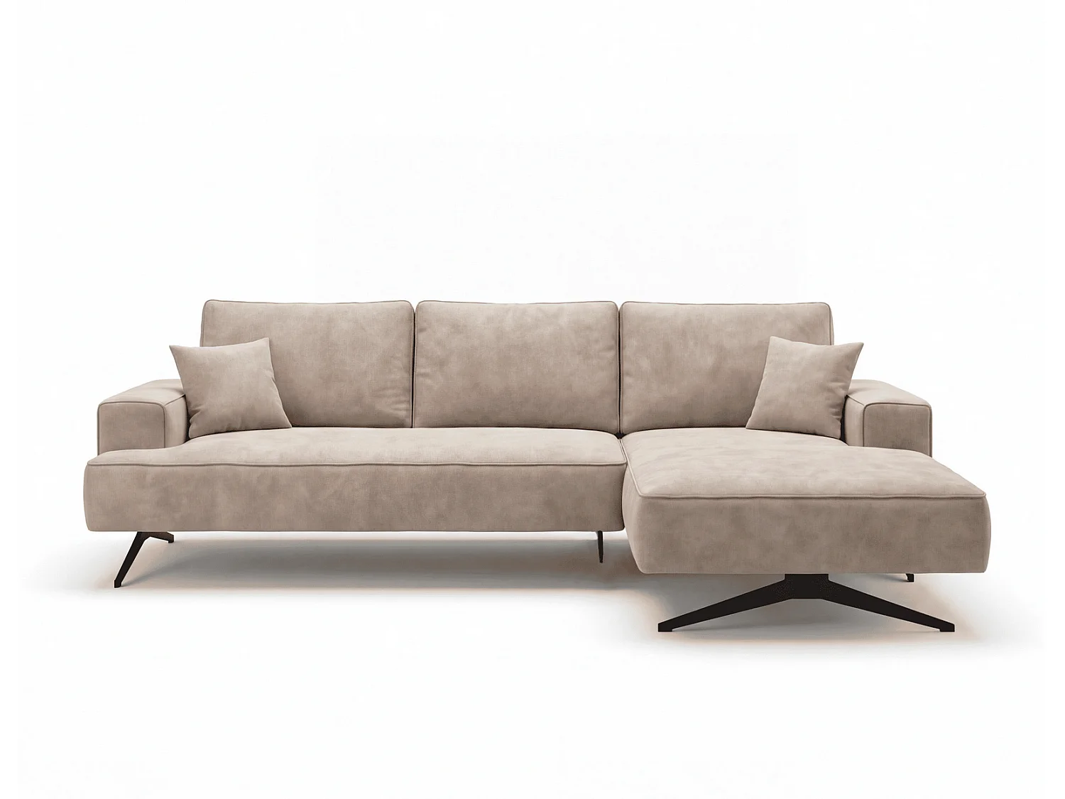 Ecksofa Zenaro in L-Form auf Füßen - modernes Design, Sofa 260 cm, rechts, Beige