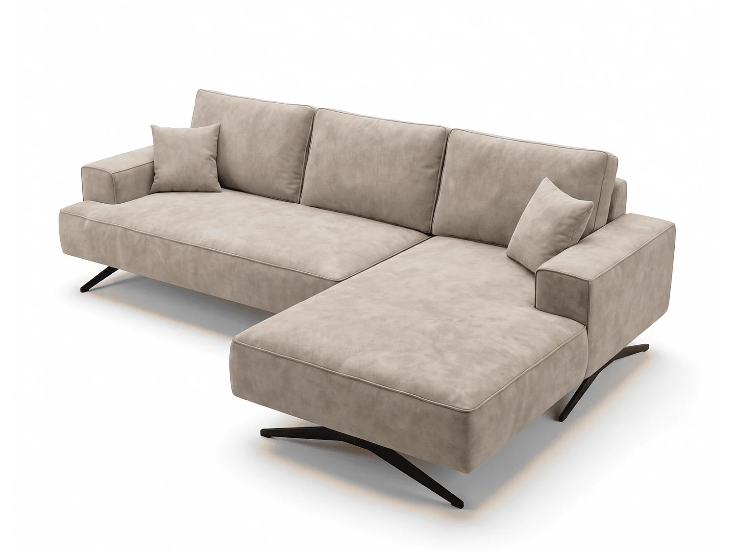 Ecksofa Zenaro in L-Form auf Füßen - modernes Design, Sofa 260 cm, rechts, Beige