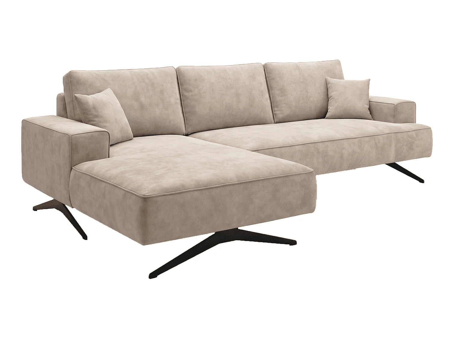Ecksofa Zenaro in L-Form auf Füßen - modernes Design, Sofa 260 cm, links, Beige