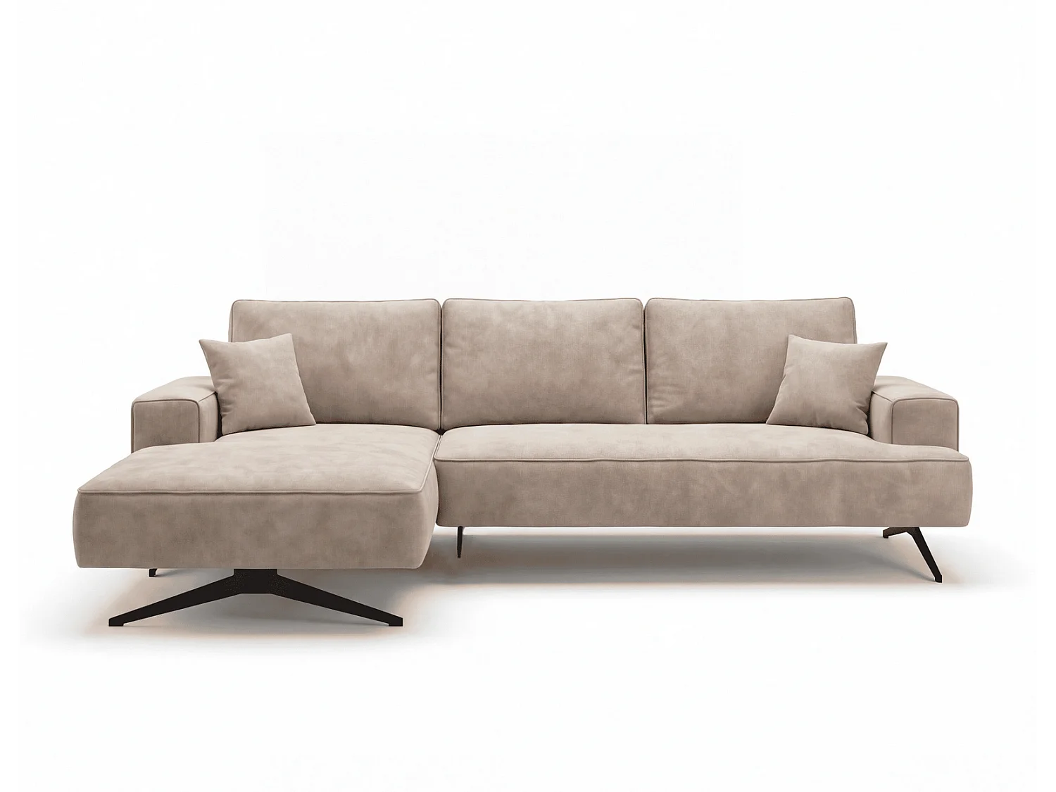 Ecksofa Zenaro in L-Form auf Füßen - modernes Design, Sofa 260 cm, links, Beige