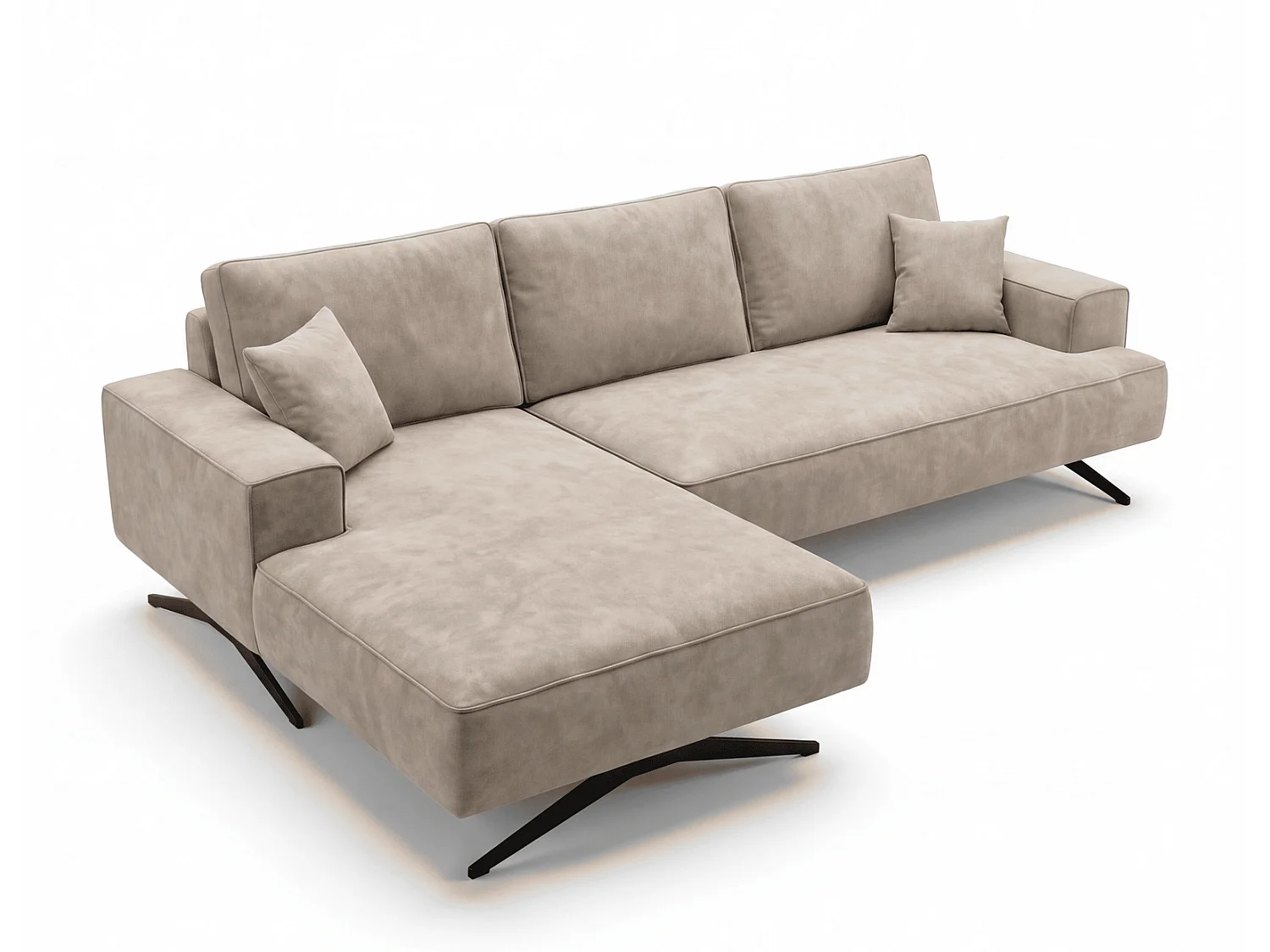 Ecksofa Zenaro in L-Form auf Füßen - modernes Design, Sofa 260 cm, links, Beige