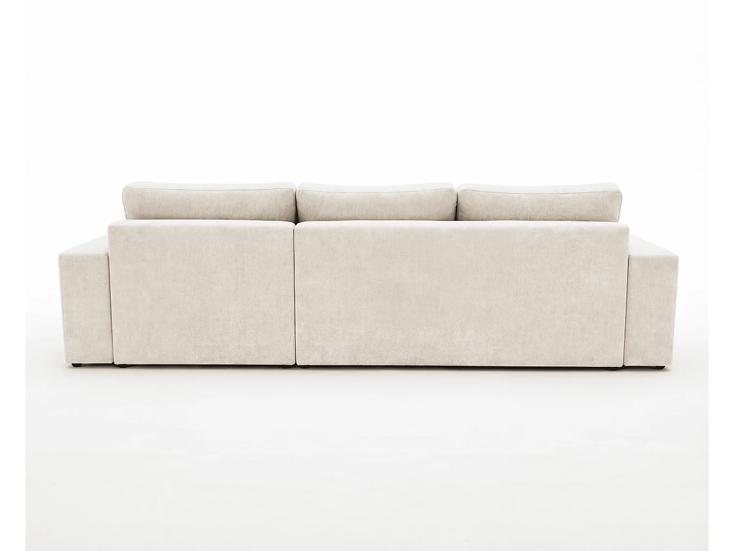 Canapé d'angle moelleux Fidenzo 260 cm, droite, non convertible, design moderne, crème
