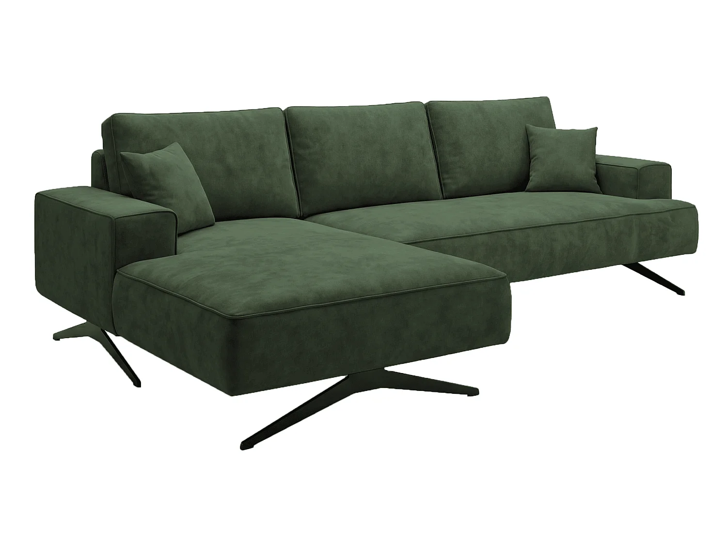 Ecksofa Zenaro in L-Form auf Füßen - modernes Design, Sofa 260 cm, links, Grün