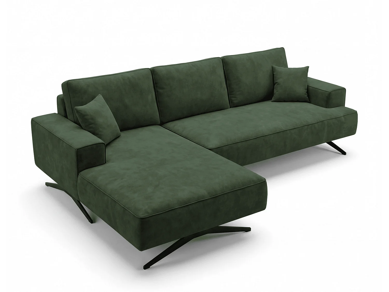 Ecksofa Zenaro in L-Form auf Füßen - modernes Design, Sofa 260 cm, links, Grün