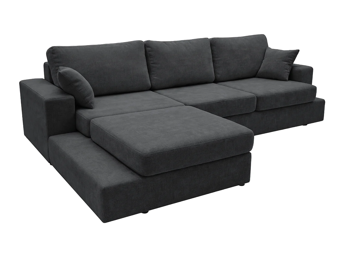 Canapé d'angle moelleux Fidenzo 260 cm, gauche, non convertible, design moderne, noir