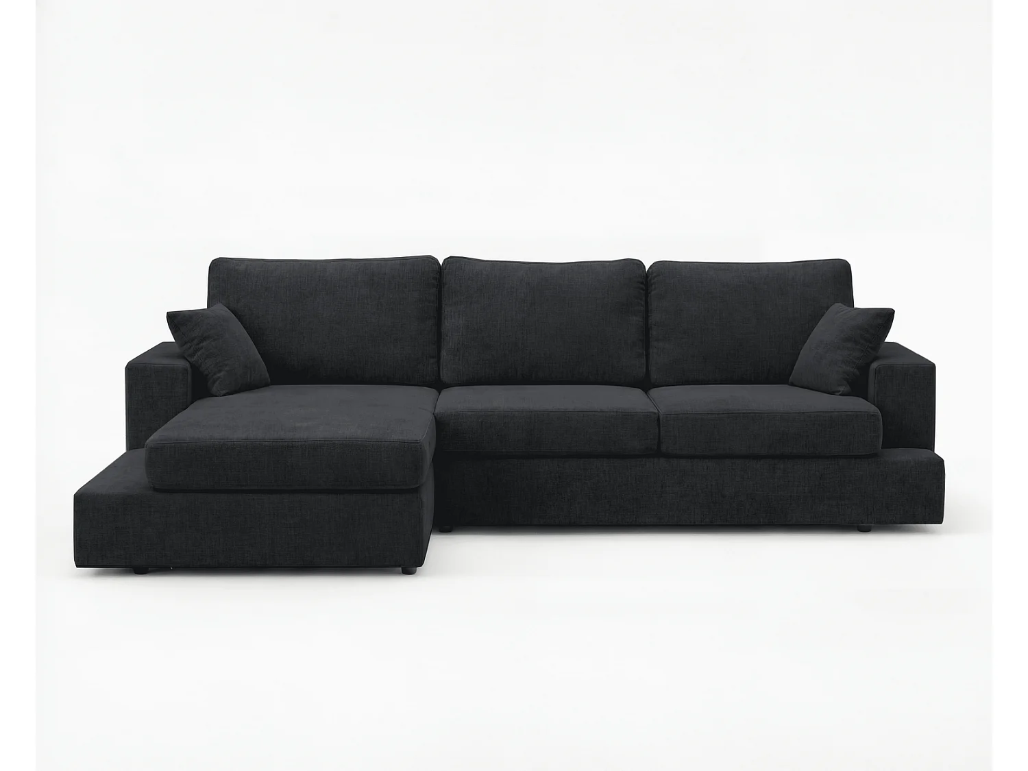 Canapé d'angle moelleux Fidenzo 260 cm, gauche, non convertible, design moderne, noir