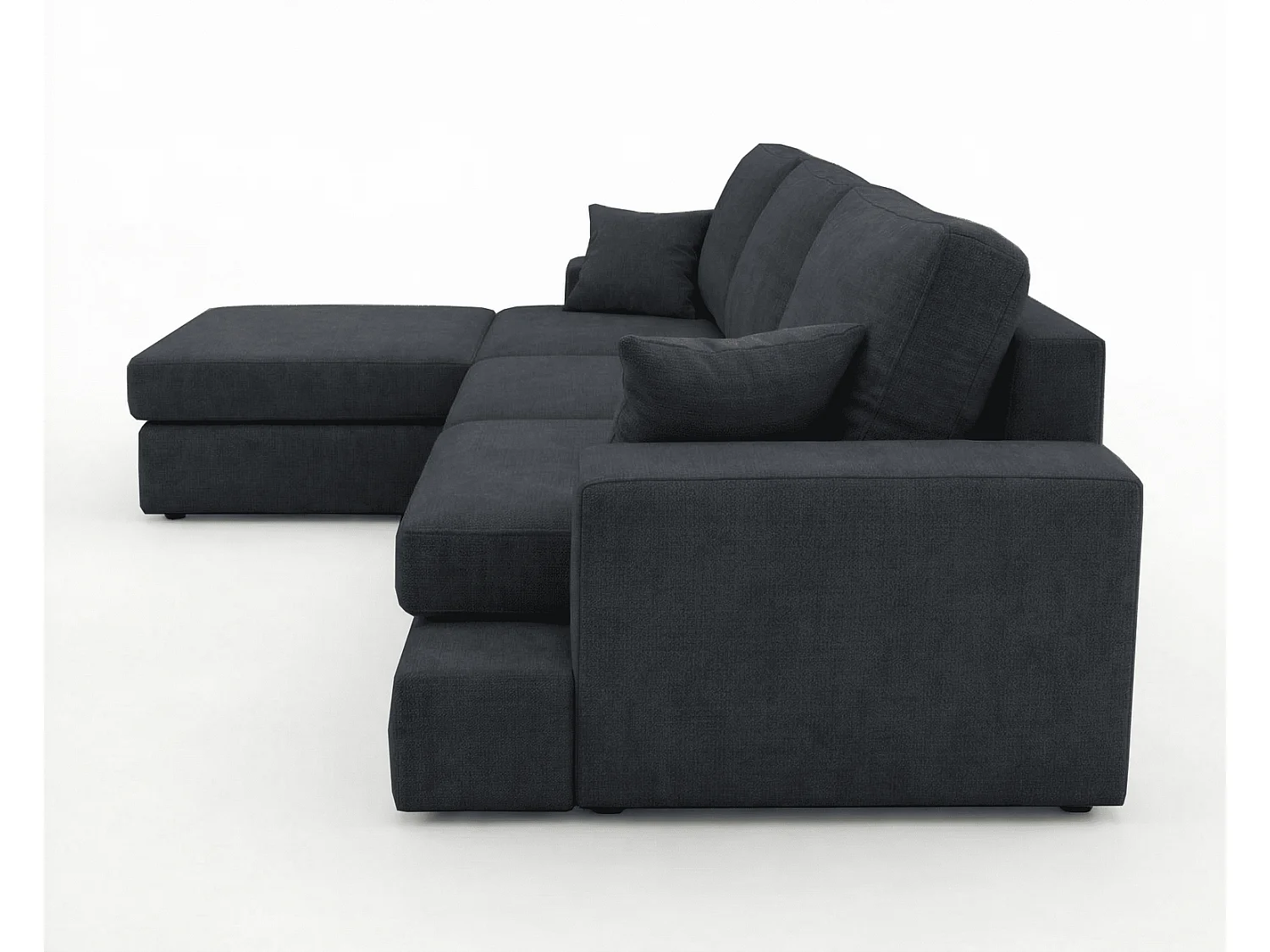 Canapé d'angle moelleux Fidenzo 260 cm, gauche, non convertible, design moderne, noir