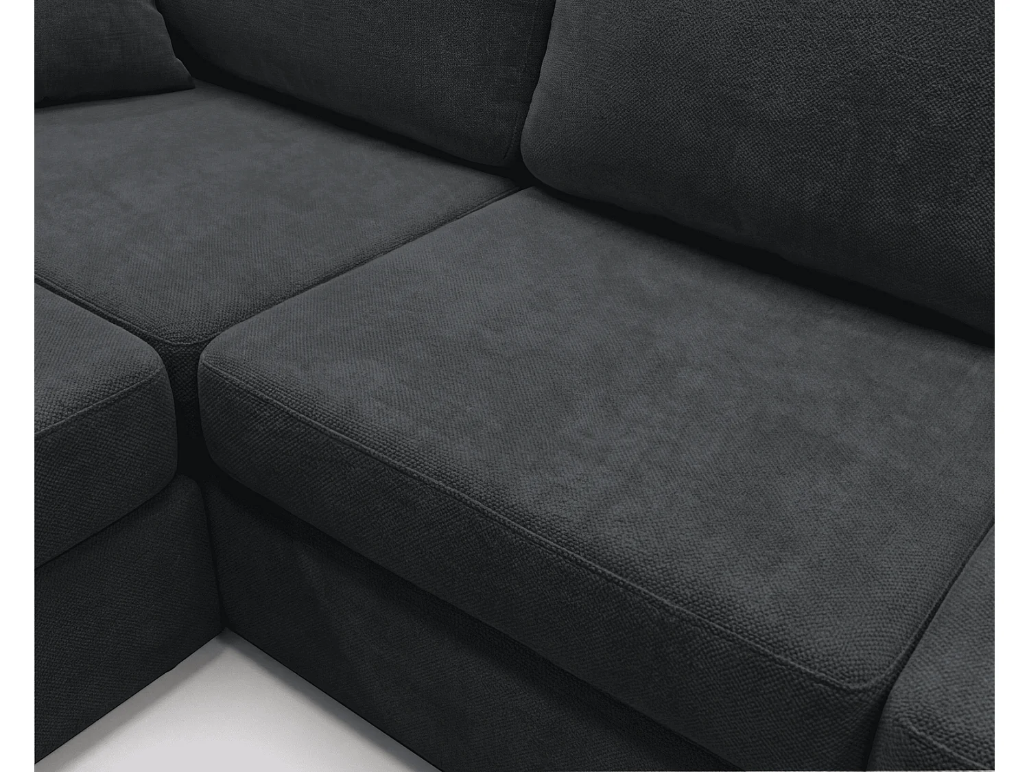 Canapé d'angle moelleux Fidenzo 260 cm, gauche, non convertible, design moderne, noir