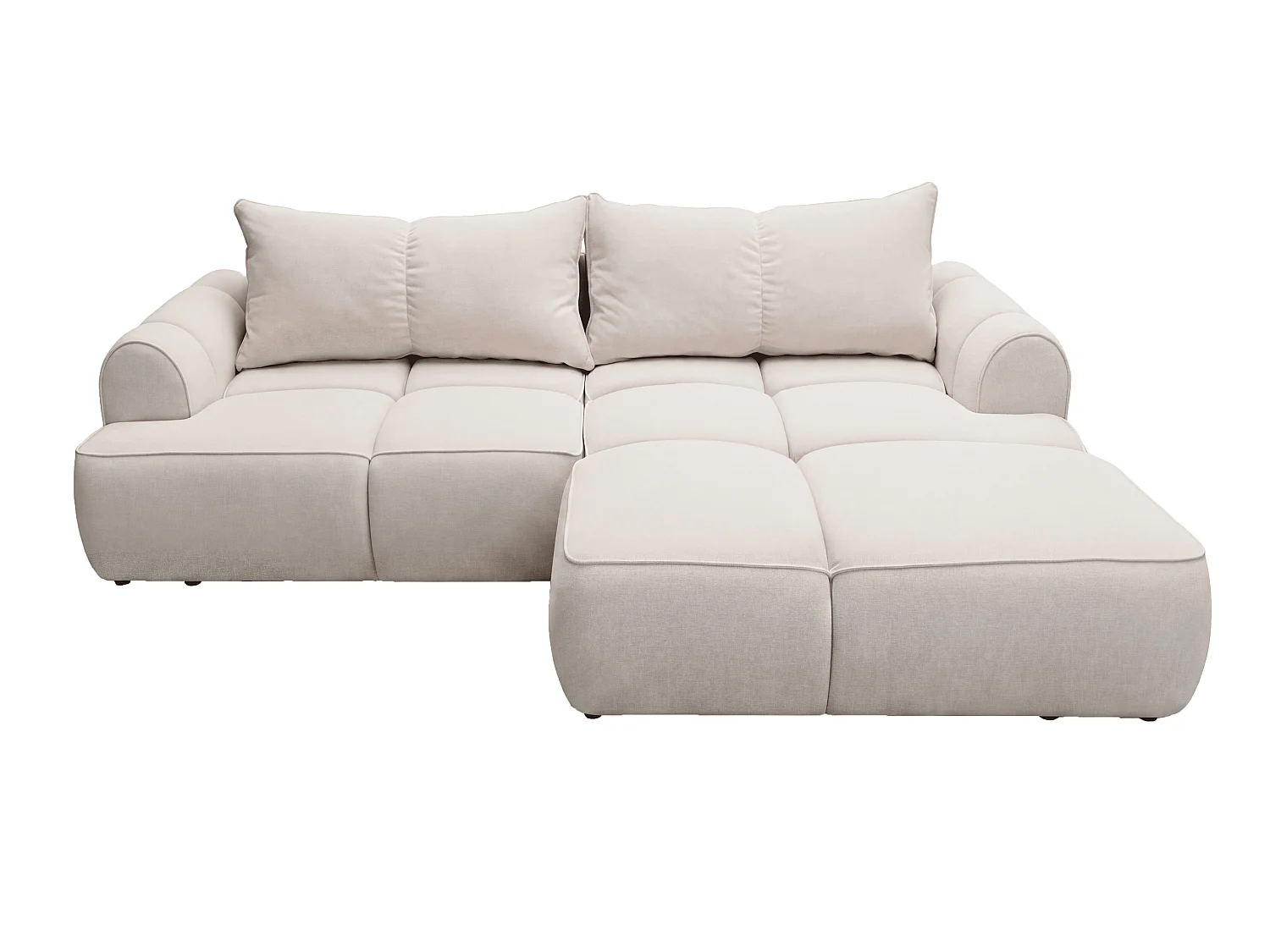 Canapé d'angle Avani 280 cm, canapé convertible avec rangement, design moderne, droite, beige