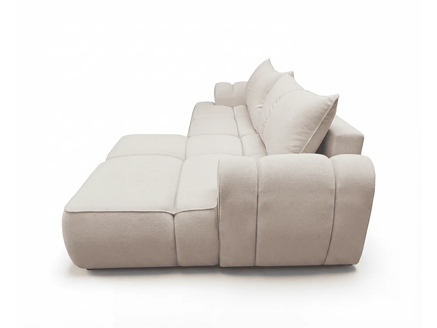 Canapé d'angle Avani 280 cm, canapé convertible avec rangement, design moderne, droite, beige
