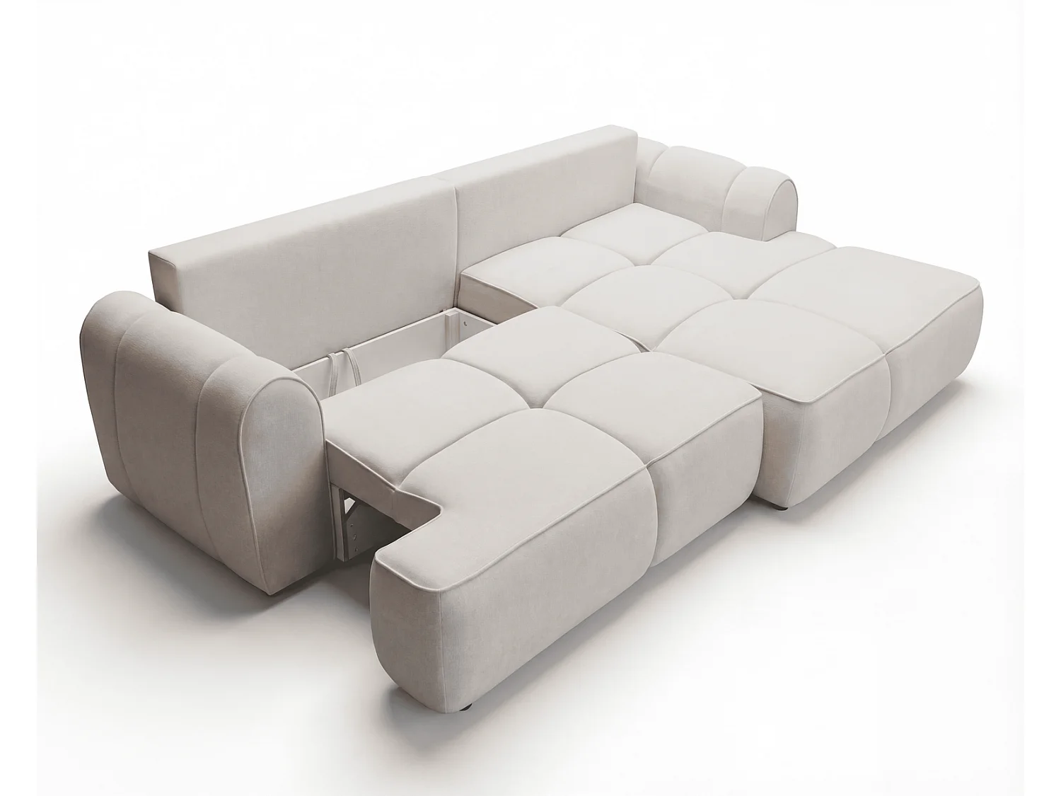 Canapé d'angle Avani 280 cm, canapé convertible avec rangement, design moderne, droite, beige