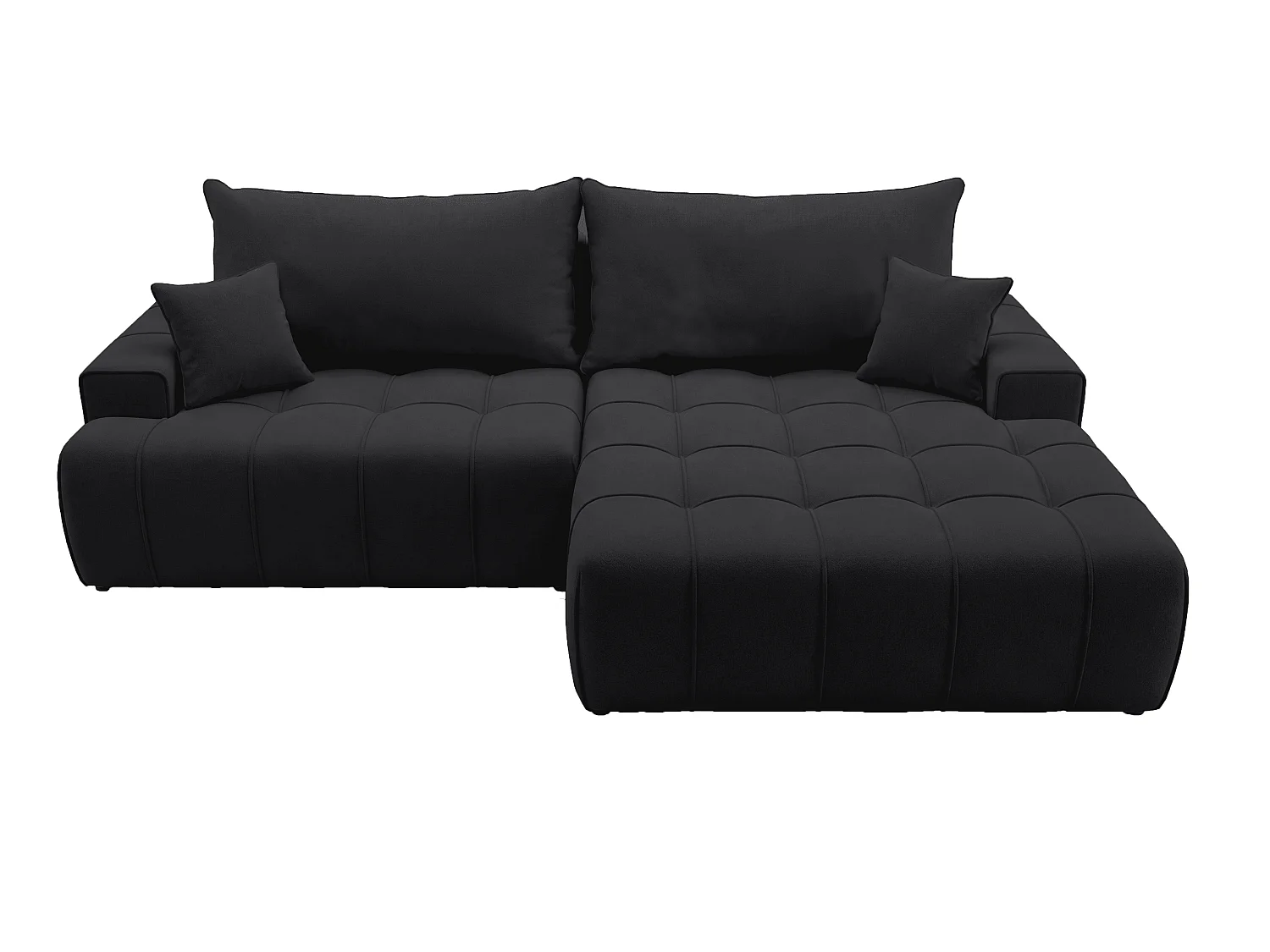 Canapé d'angle moderne Arvio 270 cm, convertible avec rangement, canapé design pour salon, droite, noir