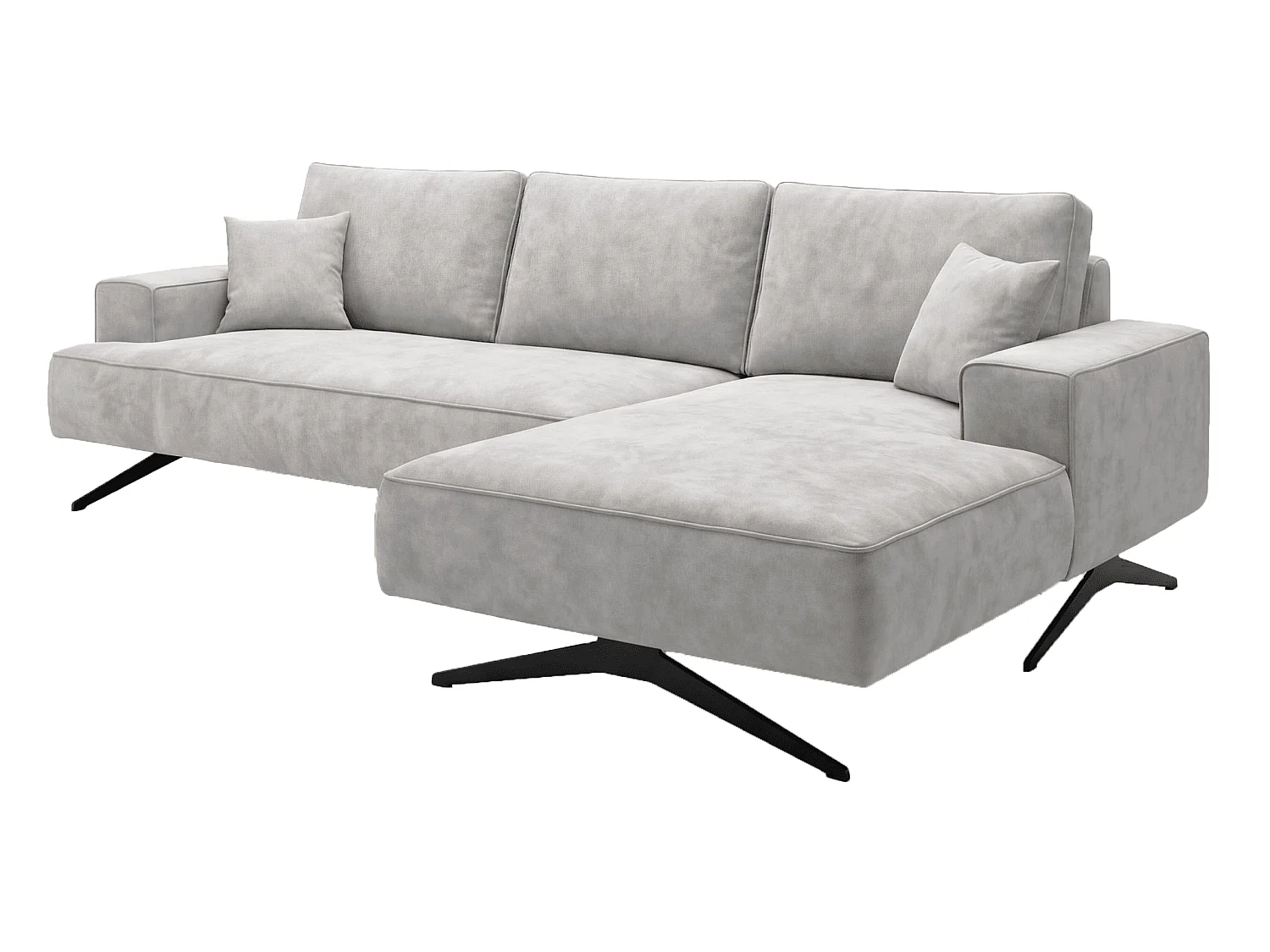 Ecksofa Zenaro in L-Form auf Füßen - modernes Design, Sofa 260 cm, rechts, Hellgrau