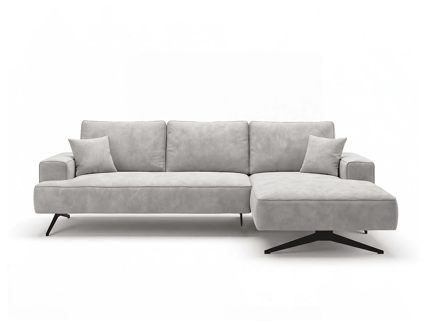 Ecksofa Zenaro in L-Form auf Füßen - modernes Design, Sofa 260 cm, rechts, Hellgrau