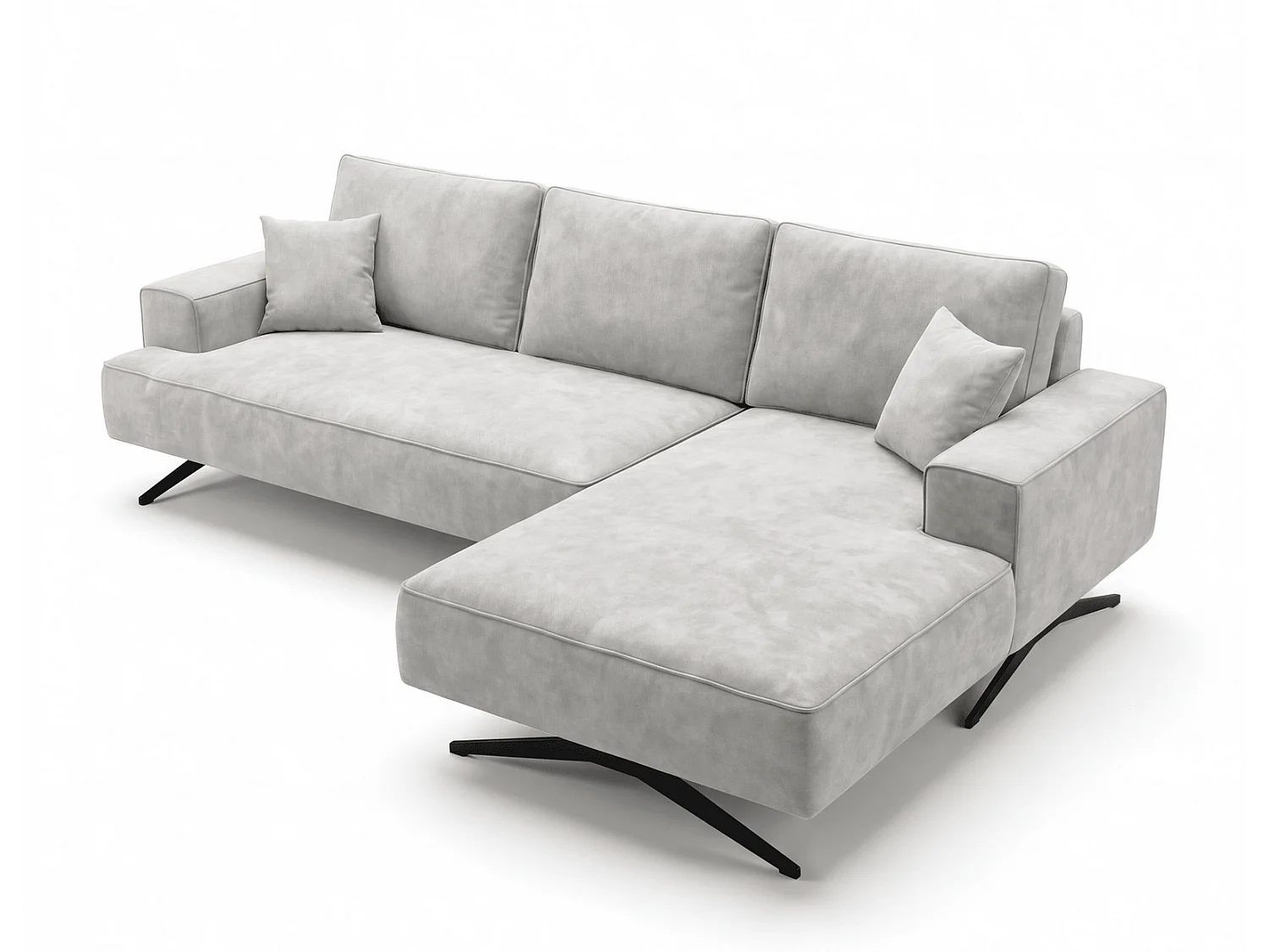 Ecksofa Zenaro in L-Form auf Füßen - modernes Design, Sofa 260 cm, rechts, Hellgrau