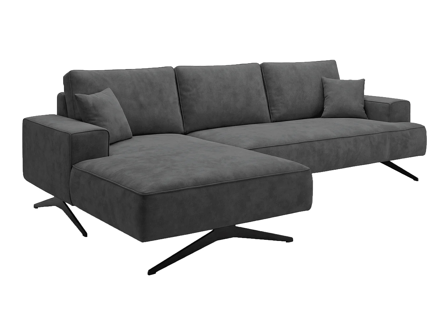 Ecksofa Zenaro in L-Form auf Füßen - modernes Design, Sofa 260 cm, links, Dunkelgrau