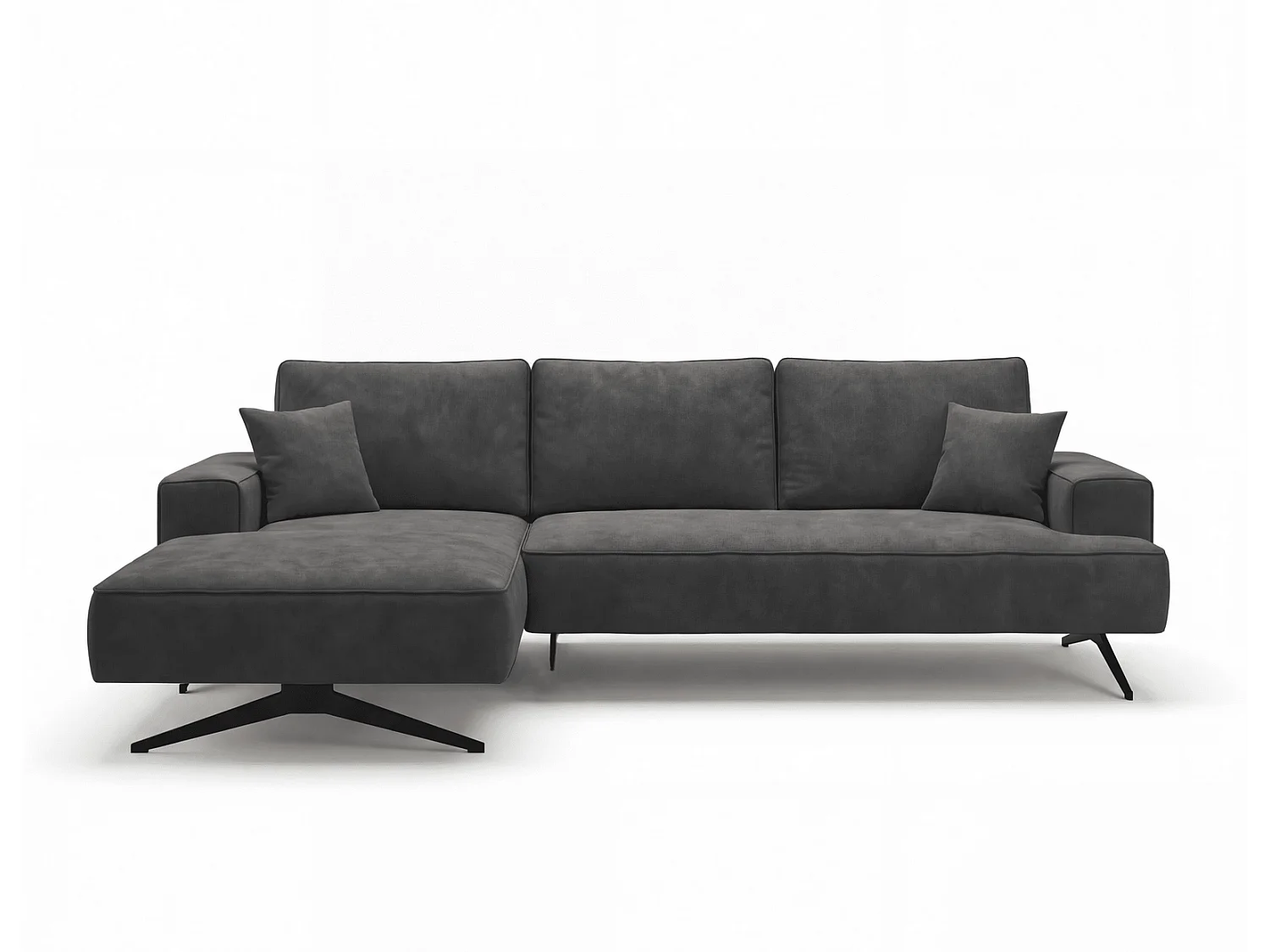 Ecksofa Zenaro in L-Form auf Füßen - modernes Design, Sofa 260 cm, links, Dunkelgrau
