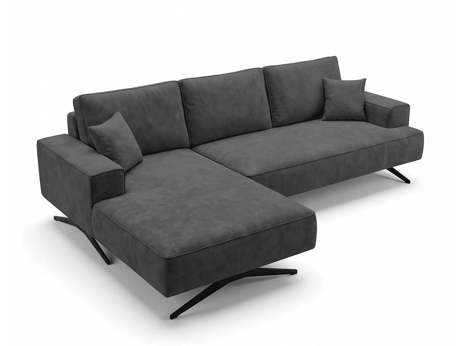 Ecksofa Zenaro in L-Form auf Füßen - modernes Design, Sofa 260 cm, links, Dunkelgrau