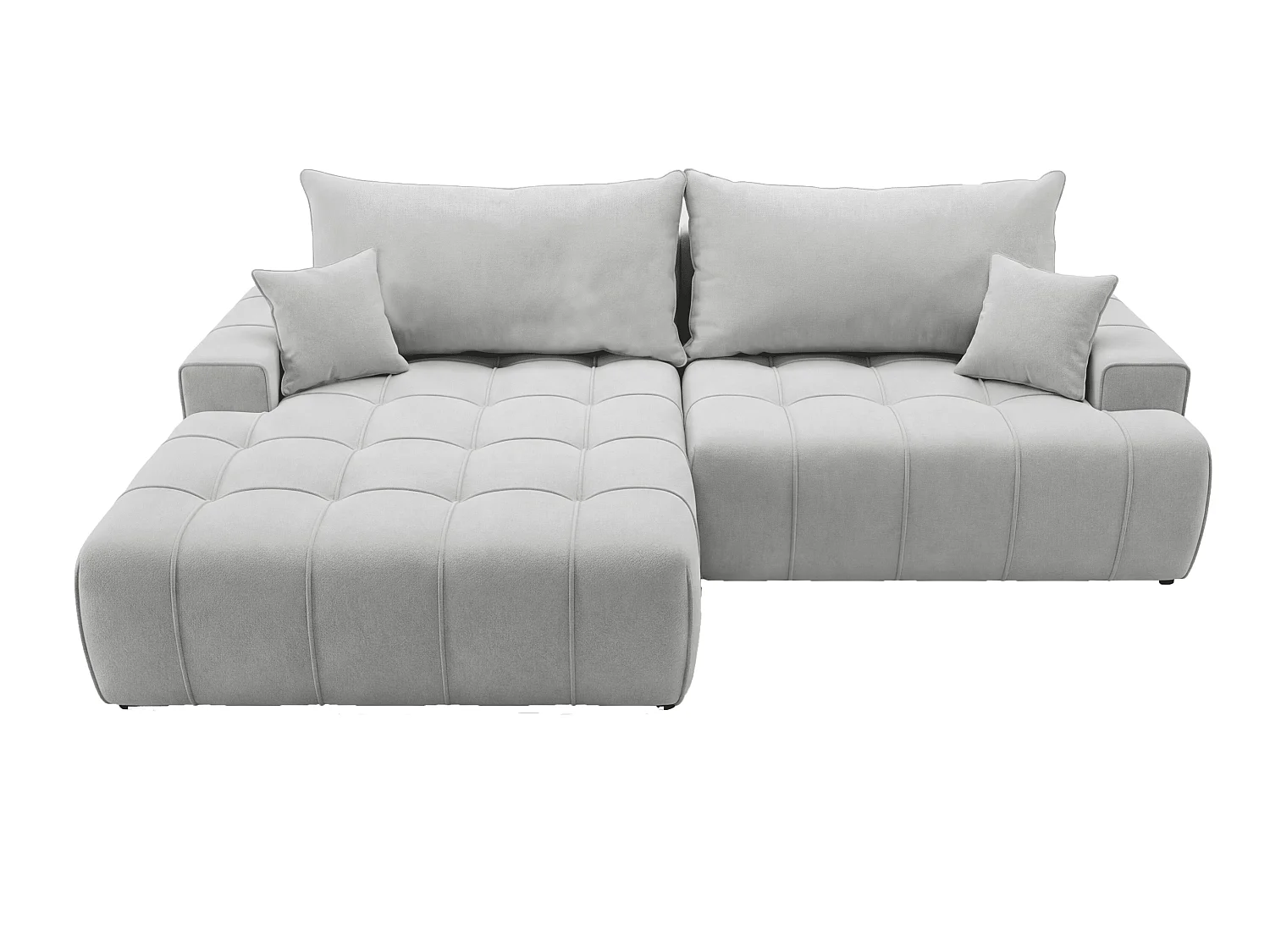 Canapé d'angle moderne Arvio 270 cm, convertible avec rangement, canapé design pour salon, gauche, gris clair