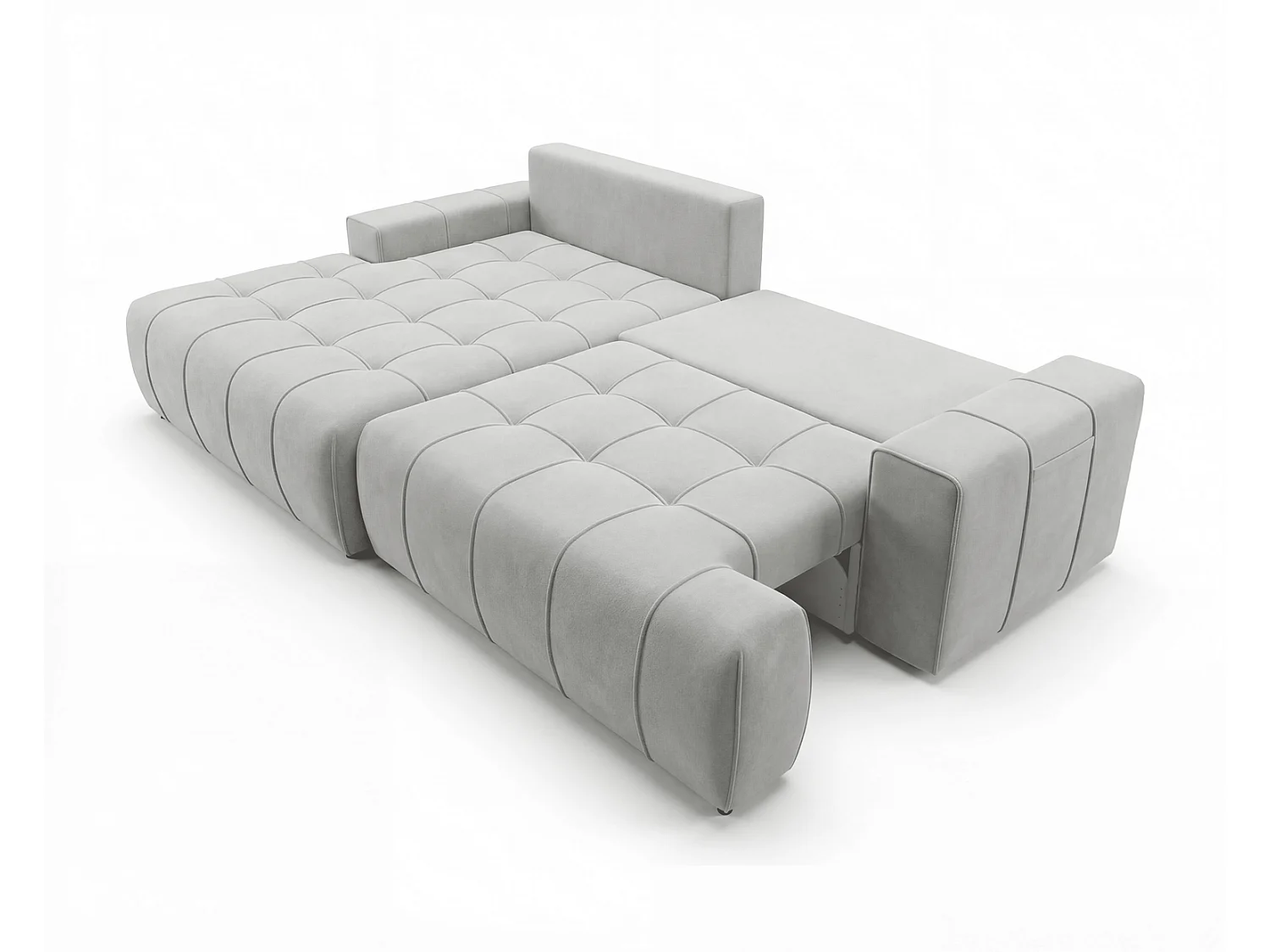 Canapé d'angle moderne Arvio 270 cm, convertible avec rangement, canapé design pour salon, gauche, gris clair