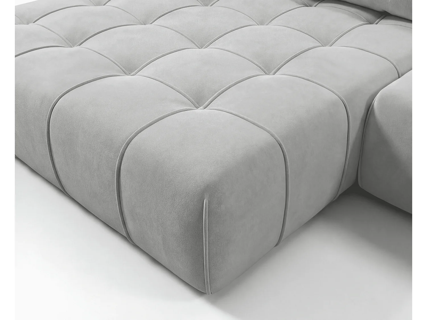 Canapé d'angle moderne Arvio 270 cm, convertible avec rangement, canapé design pour salon, gauche, gris clair