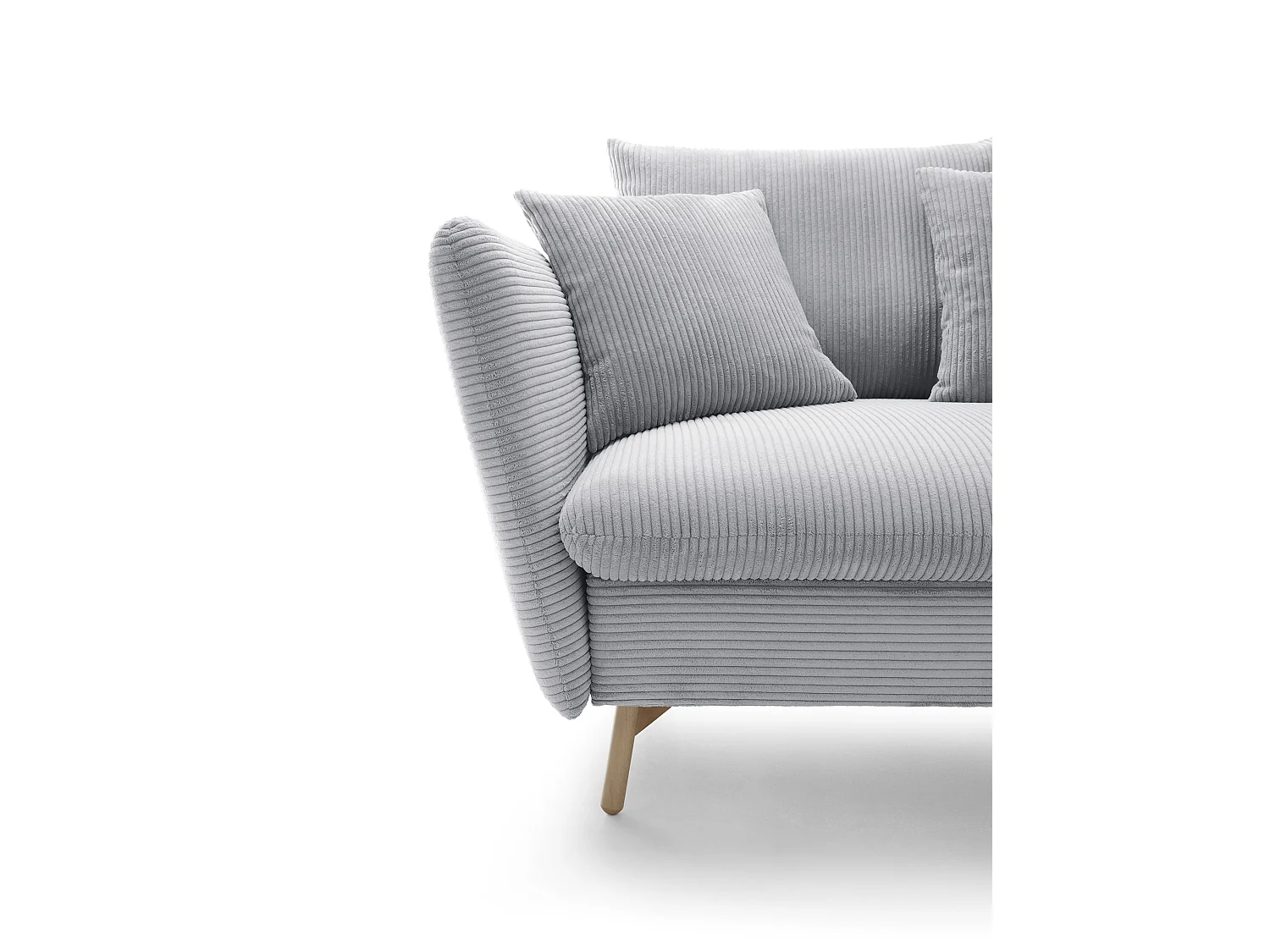 Canapé d'angle convertible Savona 260 cm, velours côtelé, droite - canapé d'angle avec coffre de rangement, gris clair