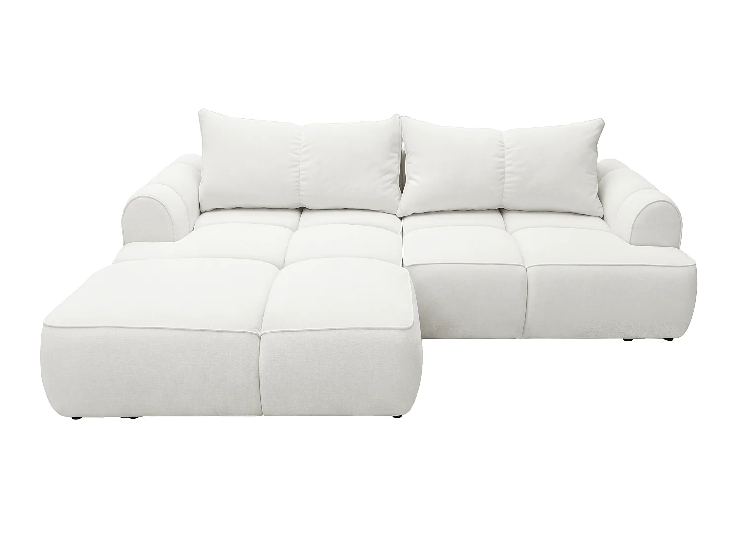 Canapé d'angle Avani 280 cm, canapé convertible avec rangement, design moderne, gauche, crème
