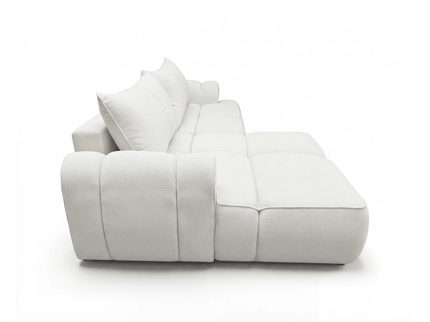 Canapé d'angle Avani 280 cm, canapé convertible avec rangement, design moderne, gauche, crème