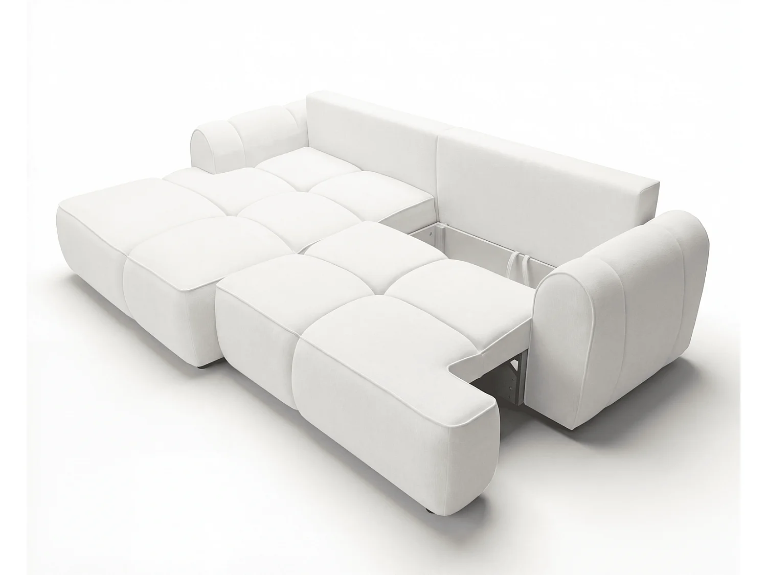 Canapé d'angle Avani 280 cm, canapé convertible avec rangement, design moderne, gauche, crème