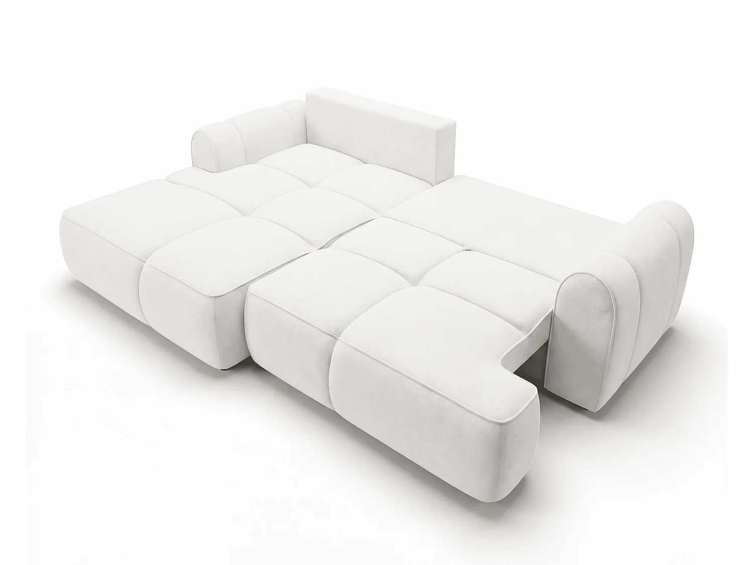 Canapé d'angle Avani 280 cm, canapé convertible avec rangement, design moderne, gauche, crème