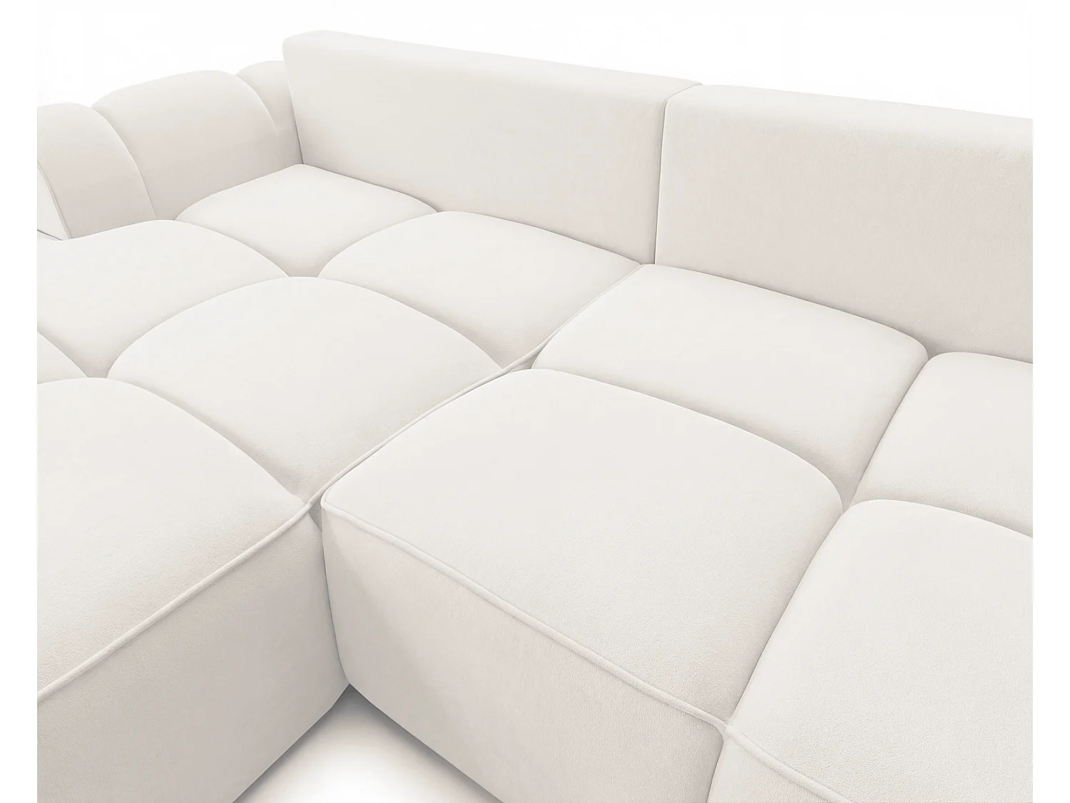 Canapé d'angle Avani 280 cm, canapé convertible avec rangement, design moderne, gauche, crème
