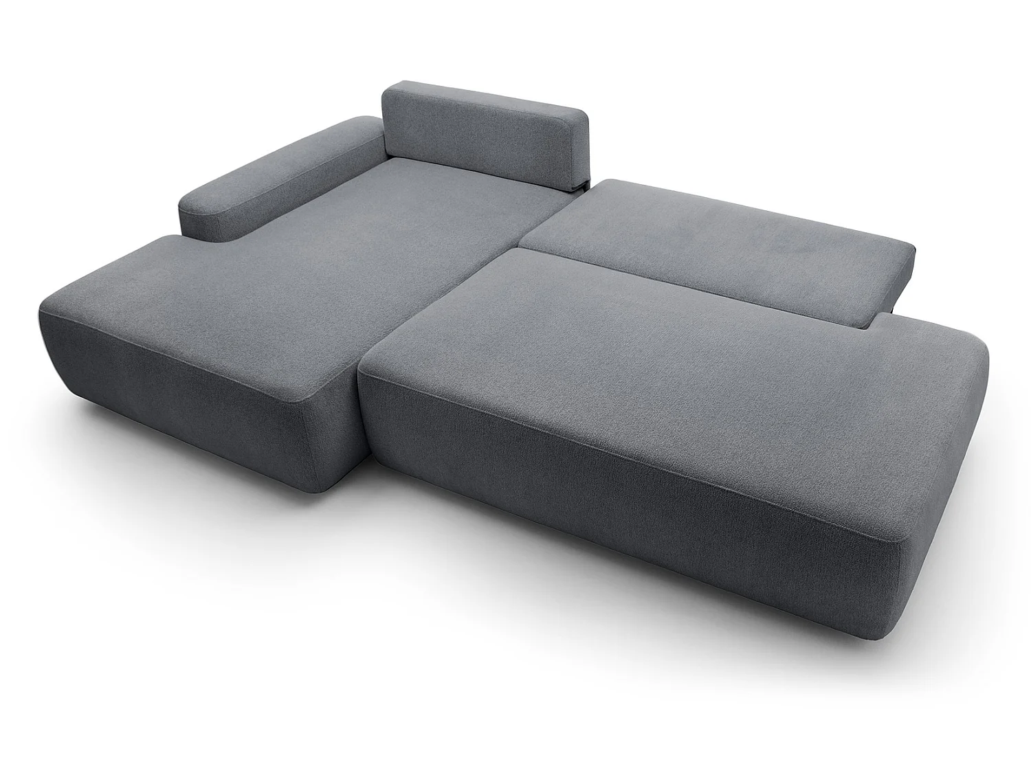 Canapé d'angle Orea O avec rangement design aux formes arrondies - canapé d'angle convertible, gauche, gris foncé