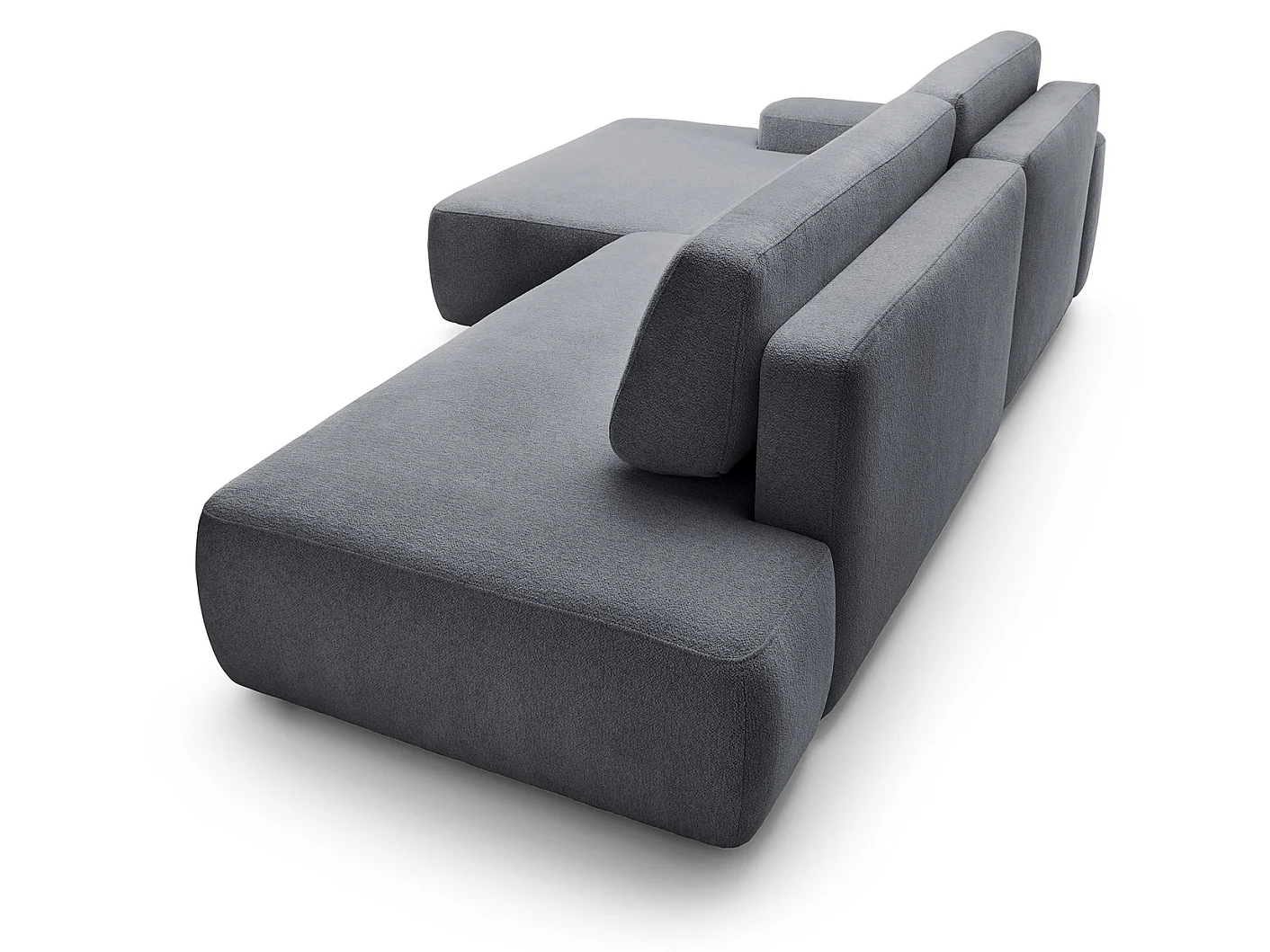 Canapé d'angle Orea O avec rangement design aux formes arrondies - canapé d'angle convertible, gauche, gris foncé