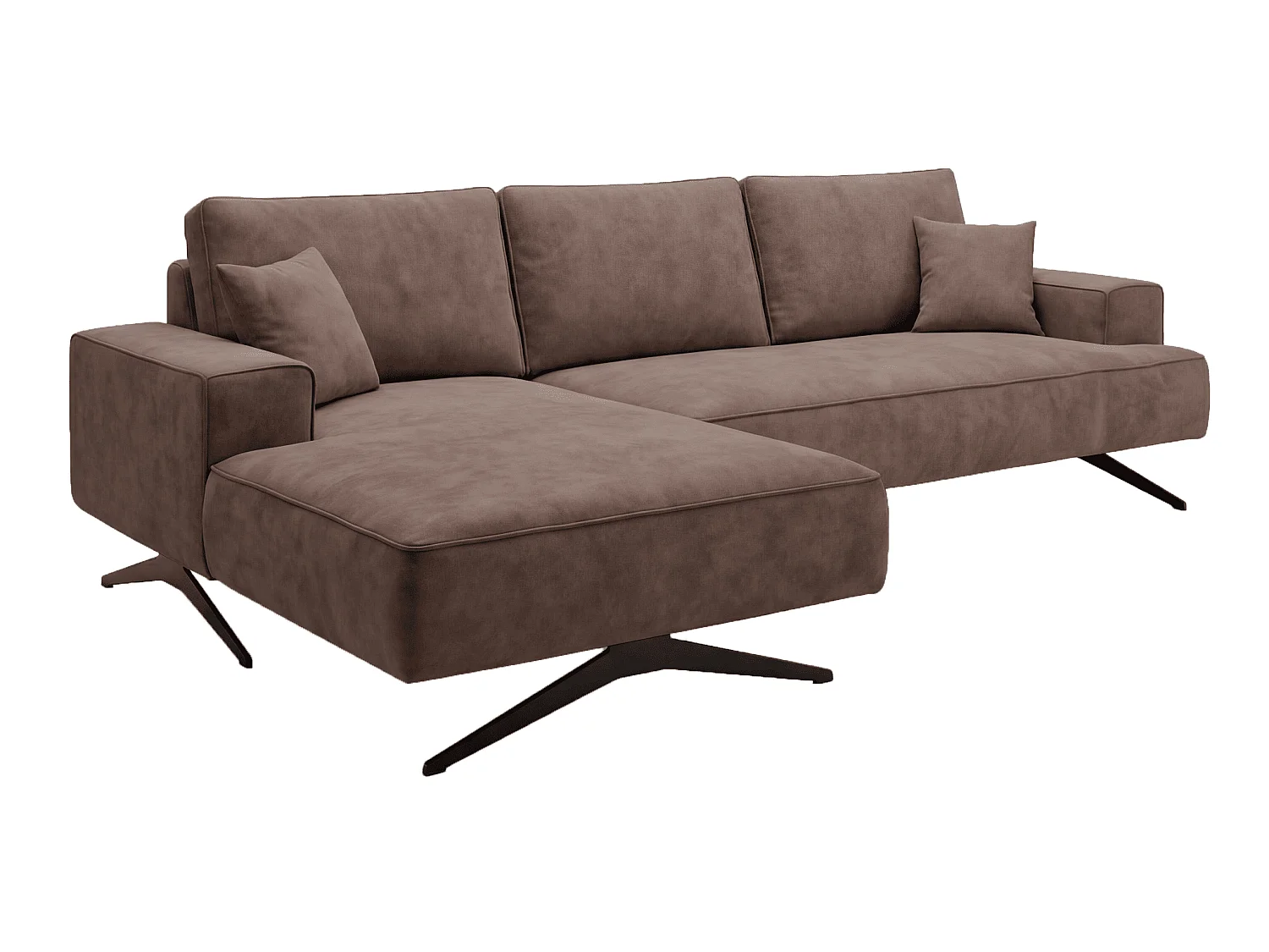 Ecksofa Zenaro in L-Form auf Füßen - modernes Design, Sofa 260 cm, links, Braun