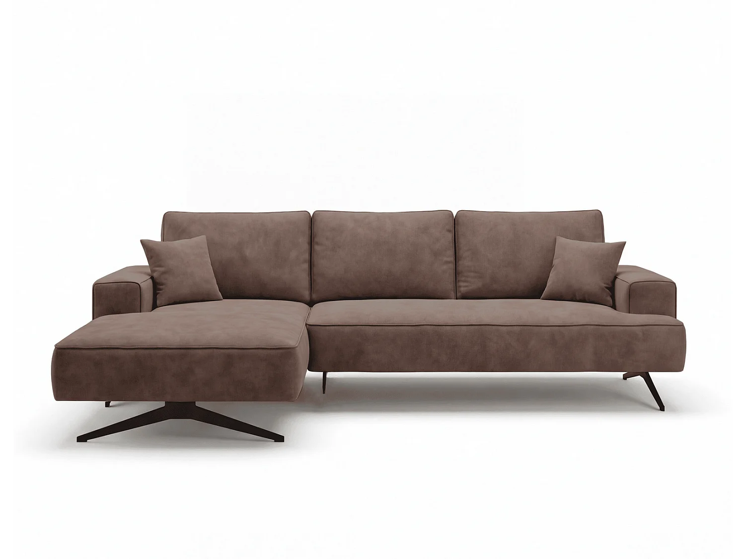 Ecksofa Zenaro in L-Form auf Füßen - modernes Design, Sofa 260 cm, links, Braun