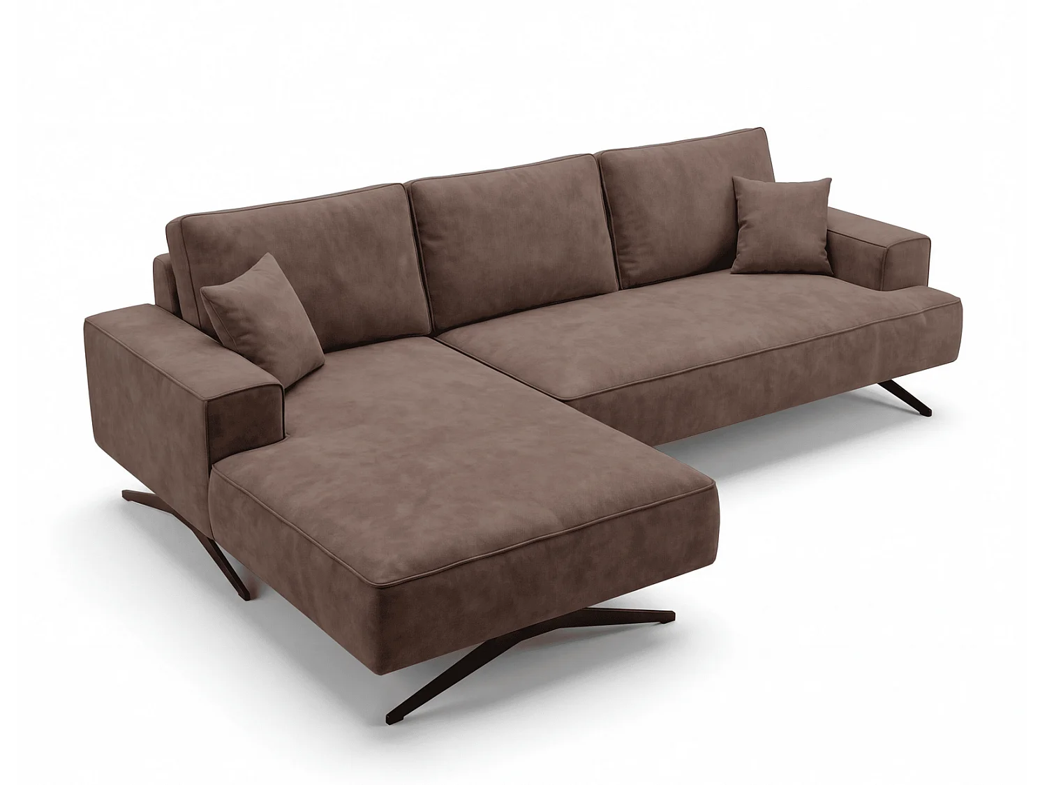 Ecksofa Zenaro in L-Form auf Füßen - modernes Design, Sofa 260 cm, links, Braun