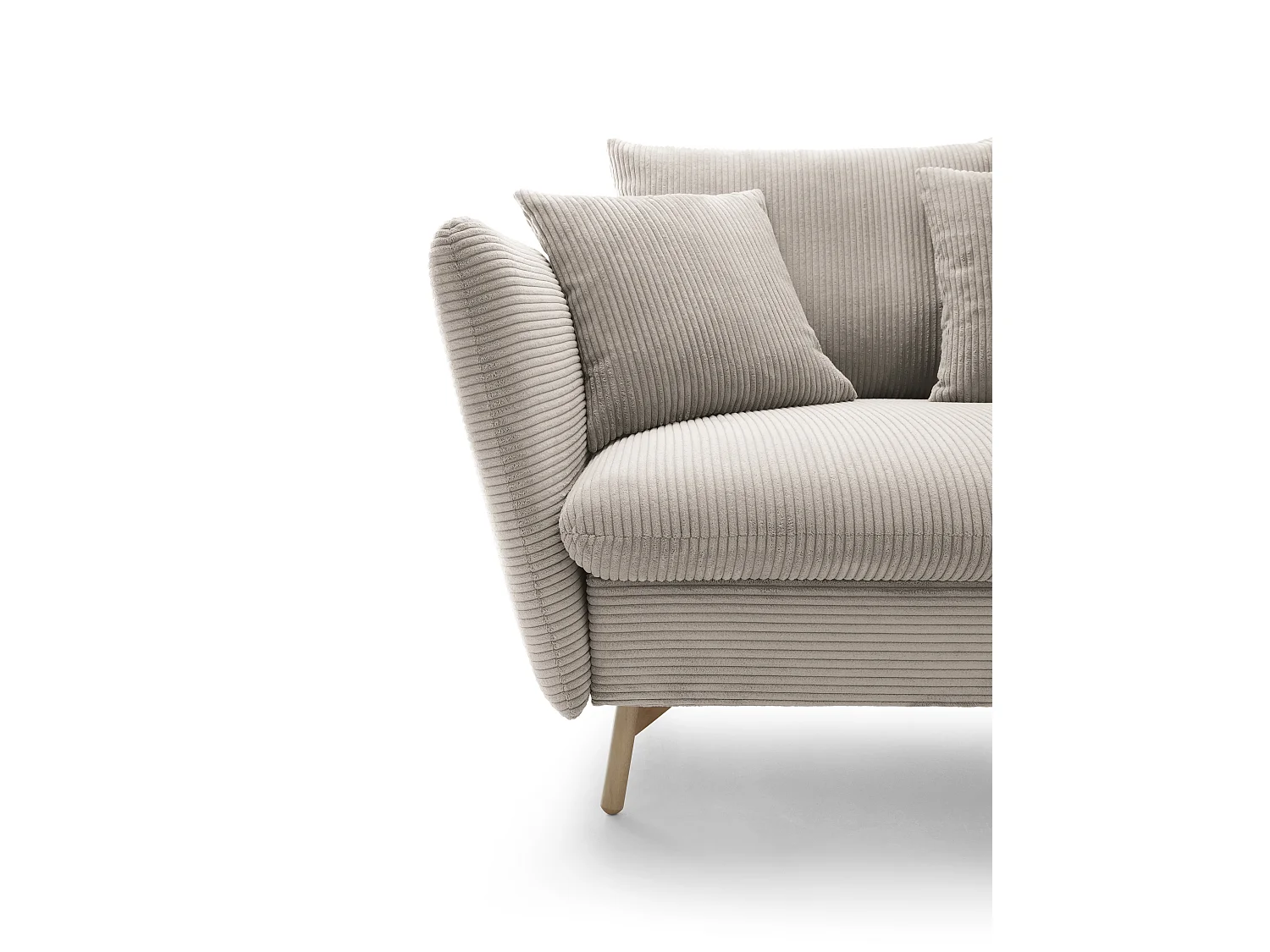 Canapé d'angle convertible Savona 260 cm, velours côtelé, droite - canapé d'angle avec coffre de rangement, beige