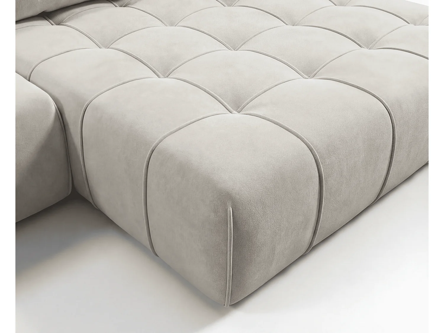 Canapé d'angle moderne Arvio 270 cm, convertible avec rangement, canapé design pour salon, droite, beige