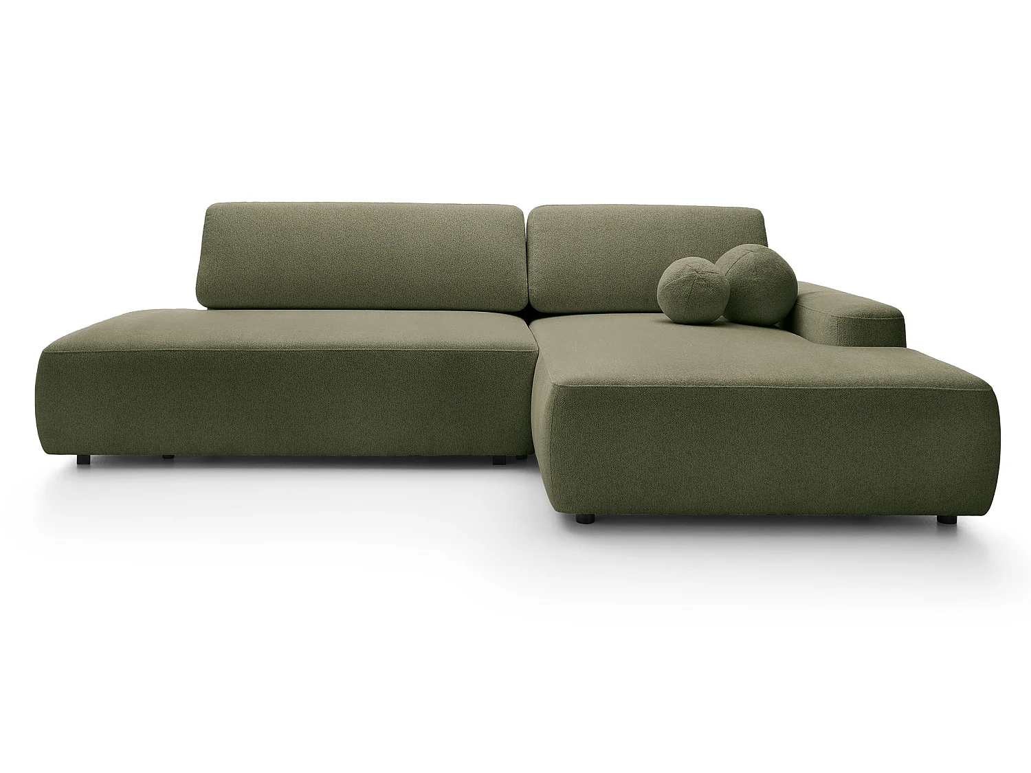 Canapé d'angle Orea O avec rangement design aux formes arrondies - canapé d'angle convertible, droit, vert
