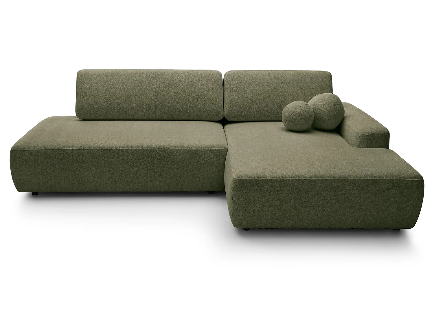 Canapé d'angle Orea O avec rangement design aux formes arrondies - canapé d'angle convertible, droit, vert