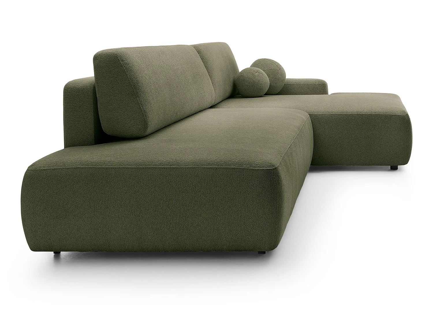 Canapé d'angle Orea O avec rangement design aux formes arrondies - canapé d'angle convertible, droit, vert