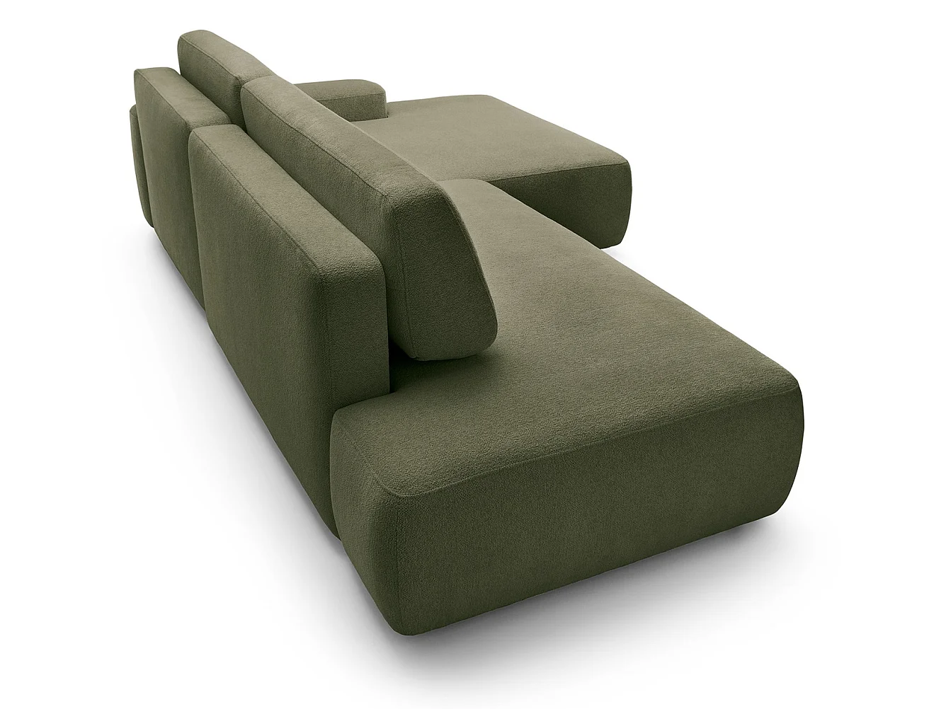 Canapé d'angle Orea O avec rangement design aux formes arrondies - canapé d'angle convertible, droit, vert