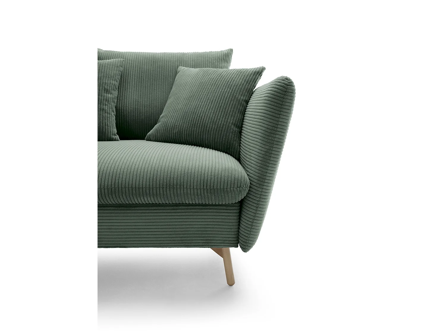 Canapé d'angle convertible Savona 260 cm, velours côtelé, gauche - canapé d'angle avec coffre de rangement, vert